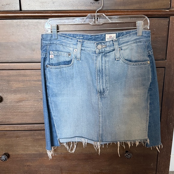 AG Adriano Goldschmied Two-Tone Denim Mini Skirt - Picture 3 of 6